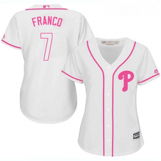 Womens Majestic Philadelphia Phillies 7 Maikel Franco Authentic White Fashion Cool Base MLB Jersey Womens Majestic Philadelphia Phillies 7 Maikel Franco Authentic White Fashion Cool Base MLB Jersey