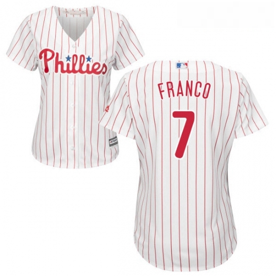 Womens Majestic Philadelphia Phillies 7 Maikel Franco Authentic WhiteRed Strip Home Cool Base MLB Jersey Womens Majestic Philadelphia Phillies 7 Maikel Franco Authentic WhiteRed Strip Home Cool Base MLB Jersey