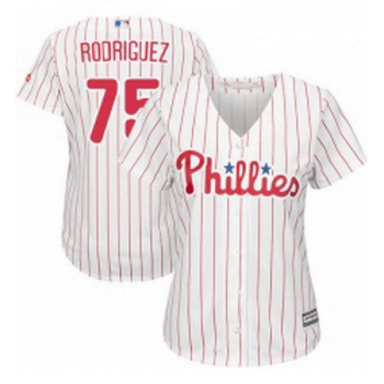 Womens Majestic Philadelphia Phillies 75 Francisco Rodriguez Replica WhiteRed Strip Home Cool Base MLB Jersey Womens Majestic Philadelphia Phillies 75 Francisco Rodriguez Replica WhiteRed Strip Home Cool Base MLB Jersey