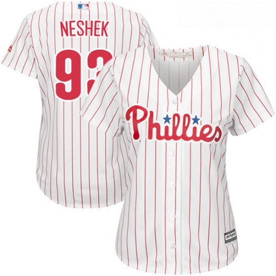 Womens Majestic Philadelphia Phillies 93 Pat Neshek Replica WhiteRed Strip Home Cool Base MLB Jersey Womens Majestic Philadelphia Phillies 93 Pat Neshek Replica WhiteRed Strip Home Cool Base MLB Jersey