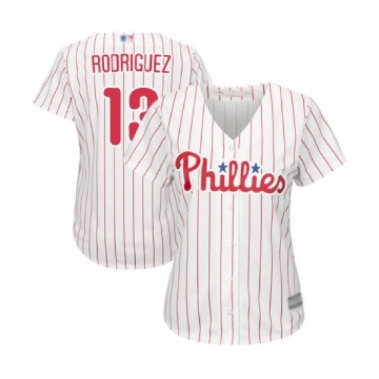Womens Philadelphia Phillies 13 Sean Rodriguez Replica White Red Strip Home Cool Base Baseball Jersey Womens Philadelphia Phillies 13 Sean Rodriguez Replica White Red Strip Home Cool Base Baseball Jersey