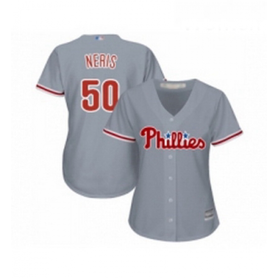 Womens Philadelphia Phillies 50 Hector Neris Replica Grey Road Cool Base Baseball Jersey Womens Philadelphia Phillies 50 Hector Neris Replica Grey Road Cool Base Baseball Jersey