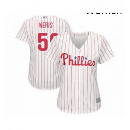 Womens Philadelphia Phillies 50 Hector Neris Replica White Red Strip Home Cool Base Baseball Jersey Womens Philadelphia Phillies 50 Hector Neris Replica White Red Strip Home Cool Base Baseball Jersey