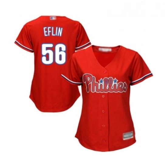 Womens Philadelphia Phillies 56 Zach Eflin Replica Red Alternate Cool Base Baseball Jersey Womens Philadelphia Phillies 56 Zach Eflin Replica Red Alternate Cool Base Baseball Jersey