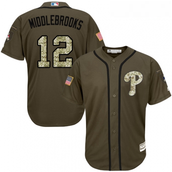 Youth Majestic Philadelphia Phillies 12 Will Middlebrooks Authentic Green Salute to Service MLB Jersey Youth Majestic Philadelphia Phillies 12 Will Middlebrooks Authentic Green Salute to Service MLB Jersey