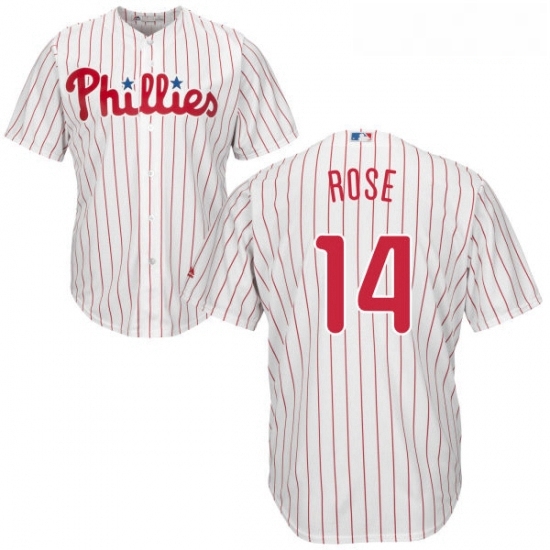 Youth Majestic Philadelphia Phillies 14 Pete Rose Replica WhiteRed Strip Home Cool Base MLB Jersey Youth Majestic Philadelphia Phillies 14 Pete Rose Replica WhiteRed Strip Home Cool Base MLB Jersey