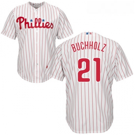 Youth Majestic Philadelphia Phillies 21 Clay Buchholz Replica WhiteRed Strip Home Cool Base MLB Jersey Youth Majestic Philadelphia Phillies 21 Clay Buchholz Replica WhiteRed Strip Home Cool Base MLB Jersey