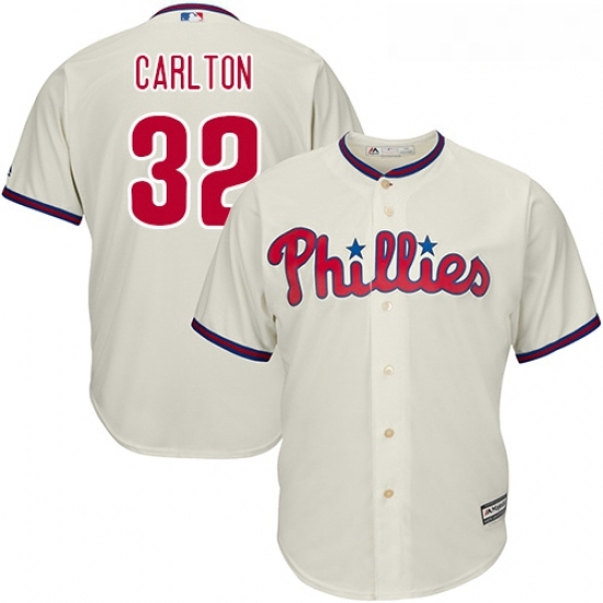 Youth Majestic Philadelphia Phillies 32 Steve Carlton Replica Cream Alternate Cool Base MLB Jersey Youth Majestic Philadelphia Phillies 32 Steve Carlton Replica Cream Alternate Cool Base MLB Jersey