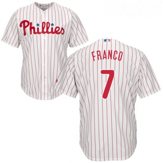 Youth Majestic Philadelphia Phillies 7 Maikel Franco Replica WhiteRed Strip Home Cool Base MLB Jersey Youth Majestic Philadelphia Phillies 7 Maikel Franco Replica WhiteRed Strip Home Cool Base MLB Jersey
