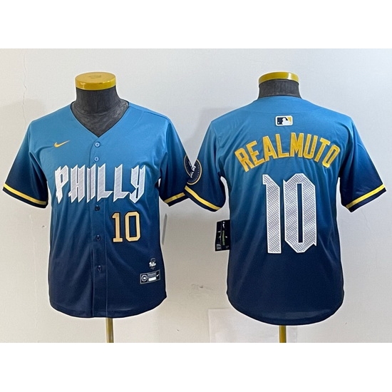 Youth Philadelphia Phillies 10 J T Realmuto Blue 2024 City Connect Limited Stitched Baseball Jersey 3 Youth Philadelphia Phillies 10 J T Realmuto Blue 2024 City Connect Limited Stitched Baseball Jersey 3
