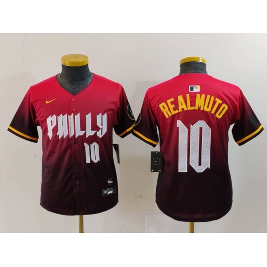 Youth Philadelphia Phillies 10 J T Realmuto Red 2024 City Connect Limited Stitched Baseball Jersey 3 Youth Philadelphia Phillies 10 J T Realmuto Red 2024 City Connect Limited Stitched Baseball Jersey 3