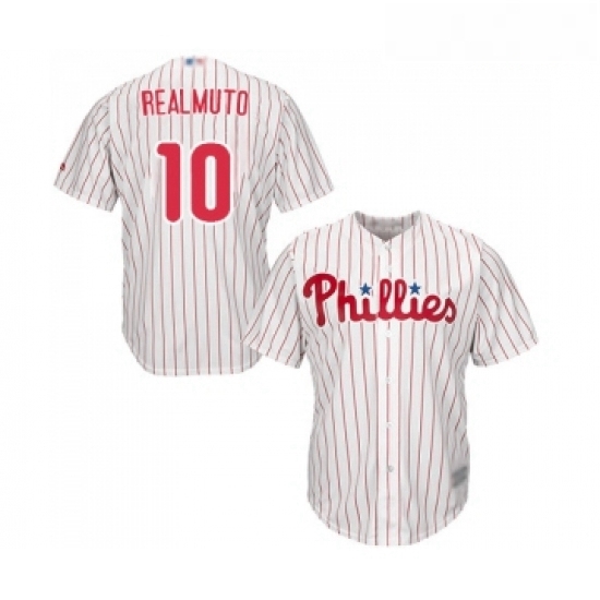 Youth Philadelphia Phillies 10 J T Realmuto Replica White Red Strip Home Cool Base Baseball Jersey Youth Philadelphia Phillies 10 J T Realmuto Replica White Red Strip Home Cool Base Baseball Jersey