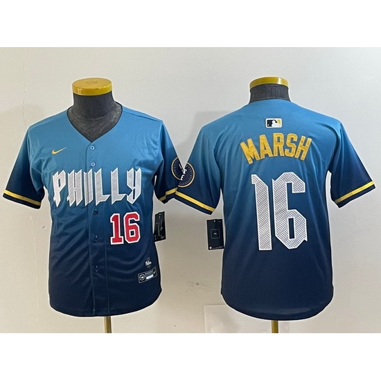 Youth Philadelphia Phillies 16 Brandon Marsh Blue 2024 City Connect Limited Stitched Jersey 2 Youth Philadelphia Phillies 16 Brandon Marsh Blue 2024 City Connect Limited Stitched Jersey 2