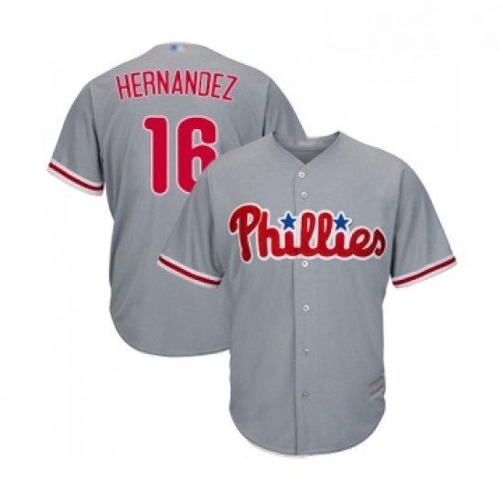 Youth Philadelphia Phillies 16 Cesar Hernandez Replica Grey Road Cool Base Baseball Jersey 