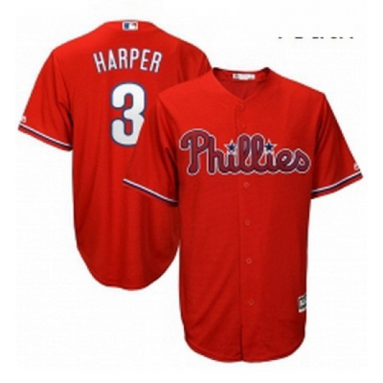Youth Philadelphia Phillies 3 Bryce Harper RED Majestic Scarlet Cool Base Replica Player Jersey Youth Philadelphia Phillies 3 Bryce Harper RED Majestic Scarlet Cool Base Replica Player Jersey