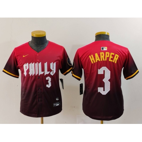 Youth Philadelphia Phillies 3 Bryce Harper Red 2024 City Connect Limited Stitched Baseball Jersey 6 Youth Philadelphia Phillies 3 Bryce Harper Red 2024 City Connect Limited Stitched Baseball Jersey 6