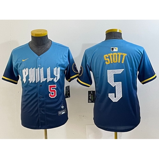 Youth Philadelphia Phillies 5 Bryson Stott Blue 2024 City Connect Limited Stitched Baseball Jersey 5 Youth Philadelphia Phillies 5 Bryson Stott Blue 2024 City Connect Limited Stitched Baseball Jersey 5
