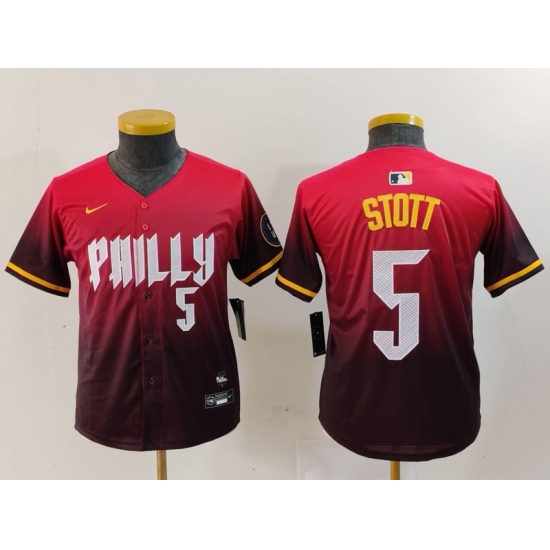 Youth Philadelphia Phillies 5 Bryson Stott Red 2024 City Connect Limited Stitched Baseball Jersey 1 Youth Philadelphia Phillies 5 Bryson Stott Red 2024 City Connect Limited Stitched Baseball Jersey 1