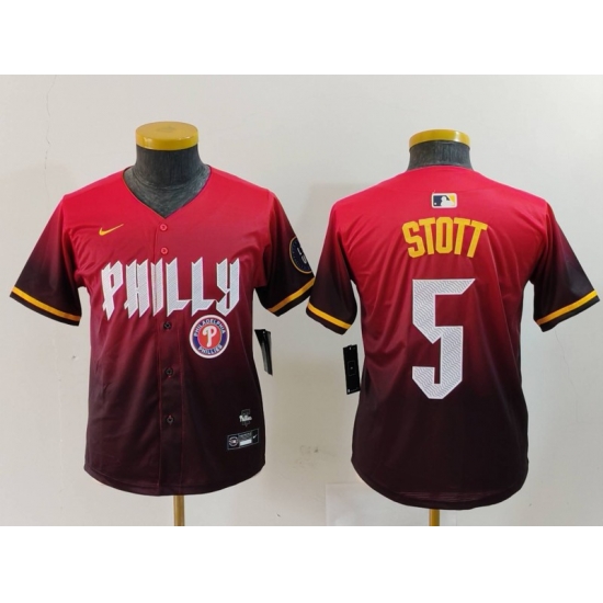 Youth Philadelphia Phillies 5 Bryson Stott Red 2024 City Connect Limited Stitched Baseball Jersey 6 Youth Philadelphia Phillies 5 Bryson Stott Red 2024 City Connect Limited Stitched Baseball Jersey 6