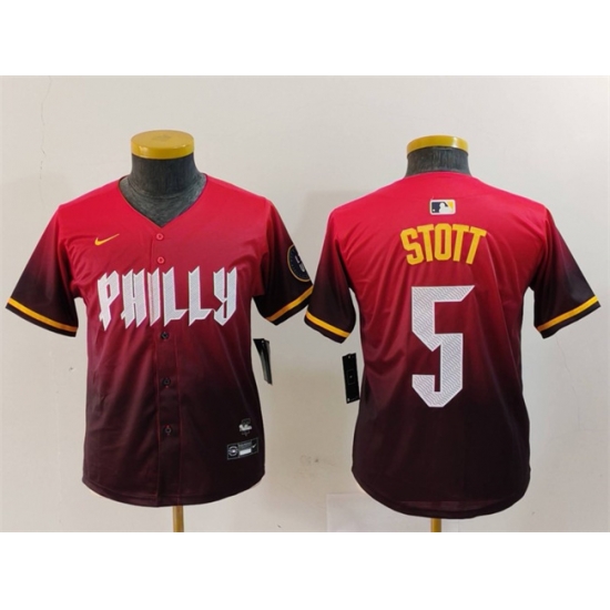 Youth Philadelphia Phillies 5 Bryson Stott Red 2024 City Connect Limited Stitched Baseball Jersey Youth Philadelphia Phillies 5 Bryson Stott Red 2024 City Connect Limited Stitched Baseball Jersey