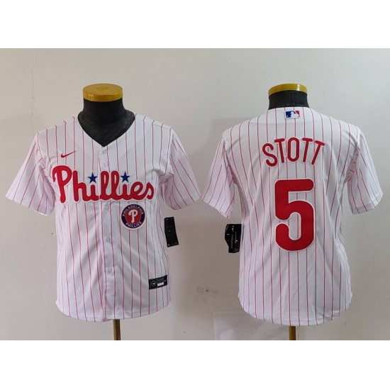 Youth Philadelphia Phillies 5 Bryson Stott White Cool Base Stitched Baseball Jersey 9 Youth Philadelphia Phillies 5 Bryson Stott White Cool Base Stitched Baseball Jersey 9