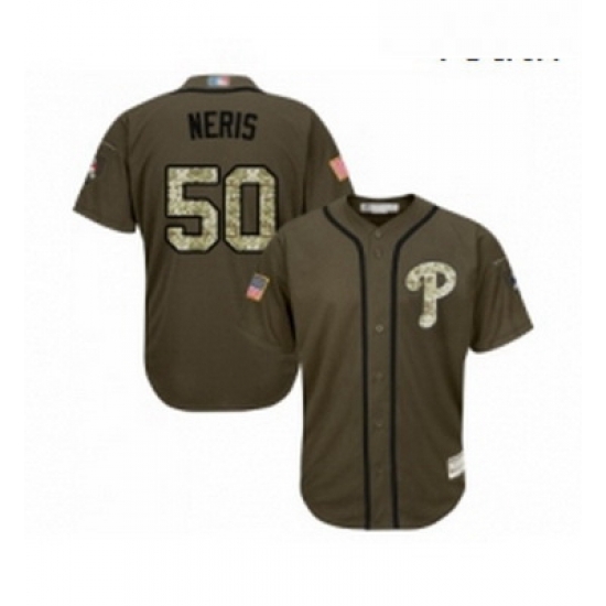 Youth Philadelphia Phillies 50 Hector Neris Authentic Green Salute to Service Baseball Jersey Youth Philadelphia Phillies 50 Hector Neris Authentic Green Salute to Service Baseball Jersey