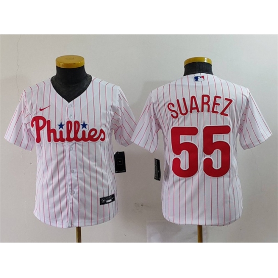 Youth Philadelphia Phillies 55 Ranger Suarez White Cool Base Stitched Baseball Jersey Youth Philadelphia Phillies 55 Ranger Suarez White Cool Base Stitched Baseball Jersey