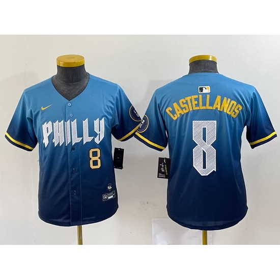 Youth Philadelphia Phillies 8 Nick Castellanos Blue 2024 City Connect Limited Stitched Jersey 6 Youth Philadelphia Phillies 8 Nick Castellanos Blue 2024 City Connect Limited Stitched Jersey 6