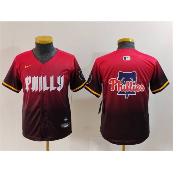Youth Philadelphia Phillies Team Big Logo Red 2024 City Connect Limited Stitched Baseball Jerseys Youth Philadelphia Phillies Team Big Logo Red 2024 City Connect Limited Stitched Baseball Jerseys