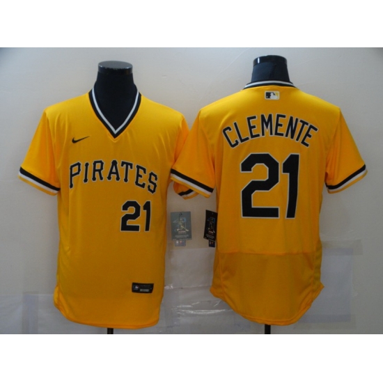 Men Nike Pittsburgh Pirates Roberto Clemente 21 Gold Flex Base Authentic Collection MLB Jersey Men Nike Pittsburgh Pirates Roberto Clemente 21 Gold Flex Base Authentic Collection MLB Jersey