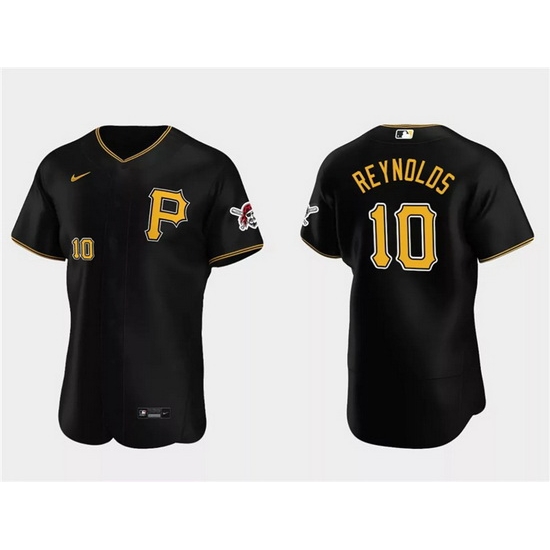 Men Pittsburgh Pirates 10 Bryan Reynolds Black Flex Base Stitched Baseball Jersey Men Pittsburgh Pirates 10 Bryan Reynolds Black Flex Base Stitched Baseball Jersey