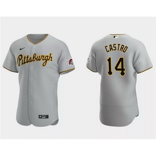 Men Pittsburgh Pirates 14 Rodolfo Castro Grey Flex Base Stitched Baseball Jersey Men Pittsburgh Pirates 14 Rodolfo Castro Grey Flex Base Stitched Baseball Jersey