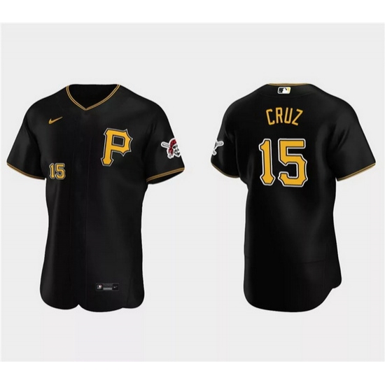 Men Pittsburgh Pirates 15 Oneil Cruz Black Flex Base Stitched Baseball Jersey Men Pittsburgh Pirates 15 Oneil Cruz Black Flex Base Stitched Baseball Jersey