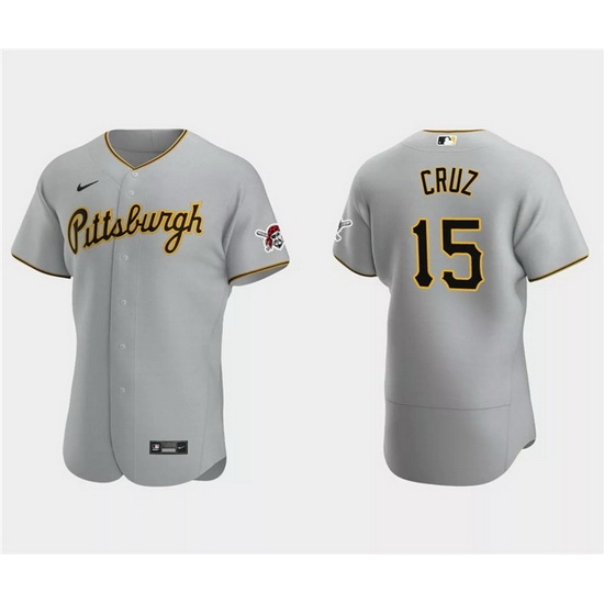 Men Pittsburgh Pirates 15 Oneil Cruz Grey Flex Base Stitched Baseball Jersey Men Pittsburgh Pirates 15 Oneil Cruz Grey Flex Base Stitched Baseball Jersey