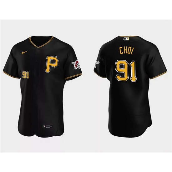 Men Pittsburgh Pirates 91 Ji Man Choi Black Flex Base Stitched Baseball Jersey Men Pittsburgh Pirates 91 Ji Man Choi Black Flex Base Stitched Baseball Jersey