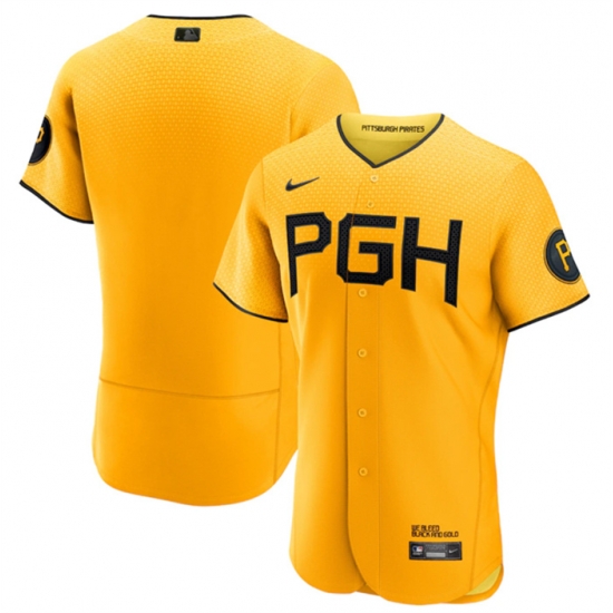 Men Pittsburgh Pirates Blank Gold 2023 City Connect Flex Base Stitched Jersey Men Pittsburgh Pirates Blank Gold 2023 City Connect Flex Base Stitched Jersey