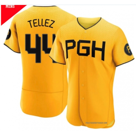 Men Pittsburgh Pirates Rowdy Tellez #44 City Connect Stitched Yellow Jersey Men Pittsburgh Pirates Rowdy Tellez #44 City Connect Stitched Yellow Jersey