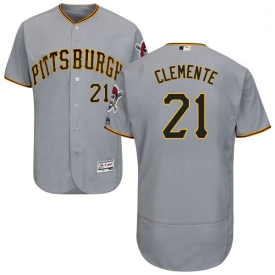 Mens Majestic Pittsburgh Pirates 21 Roberto Clemente Grey Road Flex Base Authentic Collection MLB Jersey Mens Majestic Pittsburgh Pirates 21 Roberto Clemente Grey Road Flex Base Authentic Collection MLB Jersey