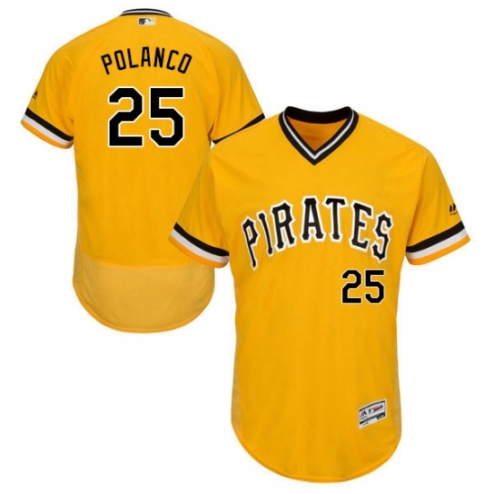 Mens Majestic Pittsburgh Pirates 25 Gregory Polanco Gold Alternate Flex Base Authentic Collection MLB Jersey Mens Majestic Pittsburgh Pirates 25 Gregory Polanco Gold Alternate Flex Base Authentic Collection MLB Jersey