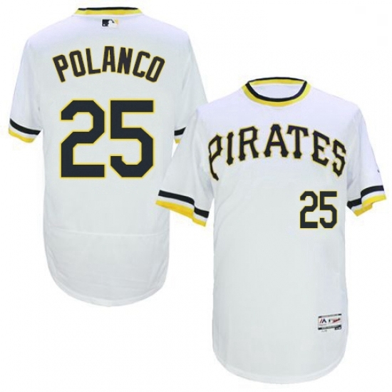 Mens Majestic Pittsburgh Pirates 25 Gregory Polanco White FlexBase Authentic Collection MLB Jersey Mens Majestic Pittsburgh Pirates 25 Gregory Polanco White FlexBase Authentic Collection MLB Jersey