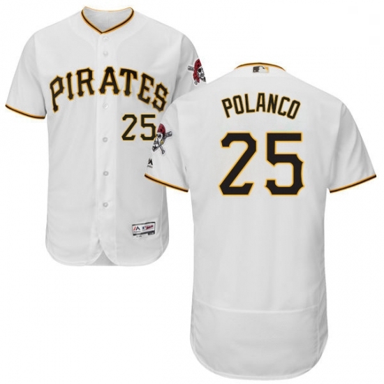 Mens Majestic Pittsburgh Pirates 25 Gregory Polanco White Home Flex Base Authentic Collection MLB Jersey Mens Majestic Pittsburgh Pirates 25 Gregory Polanco White Home Flex Base Authentic Collection MLB Jersey