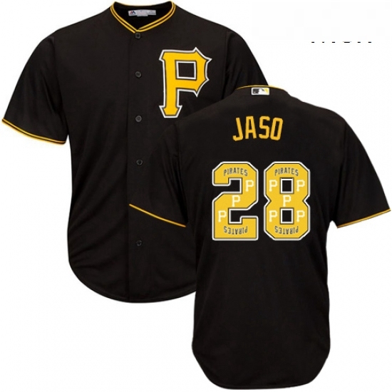 Mens Majestic Pittsburgh Pirates 28 John Jaso Authentic Black Team Logo Fashion Cool Base MLB Jersey Mens Majestic Pittsburgh Pirates 28 John Jaso Authentic Black Team Logo Fashion Cool Base MLB Jersey