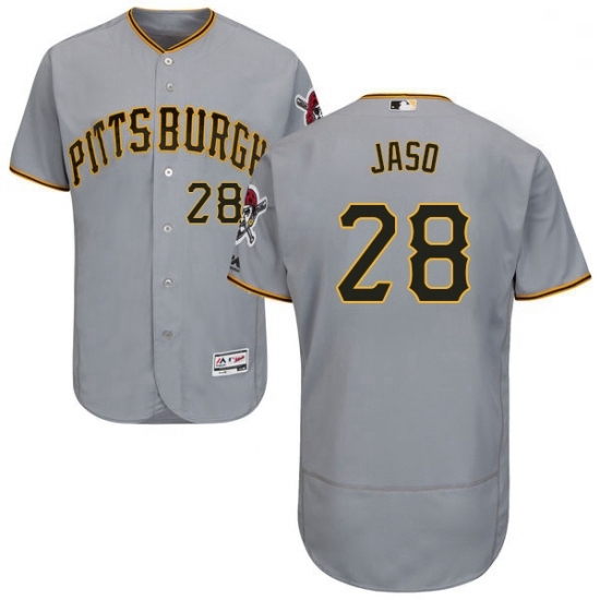 Mens Majestic Pittsburgh Pirates 28 John Jaso Grey Road Flex Base Authentic Collection MLB Jersey Mens Majestic Pittsburgh Pirates 28 John Jaso Grey Road Flex Base Authentic Collection MLB Jersey