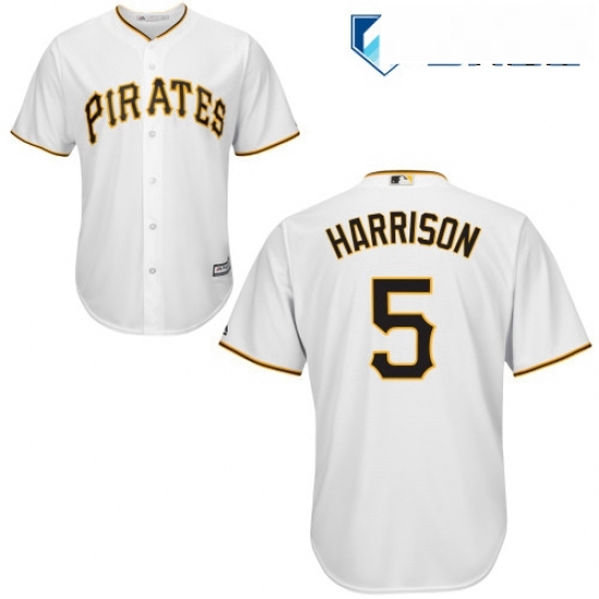 Mens Majestic Pittsburgh Pirates 5 Josh Harrison Replica White Home Cool Base MLB Jersey Mens Majestic Pittsburgh Pirates 5 Josh Harrison Replica White Home Cool Base MLB Jersey