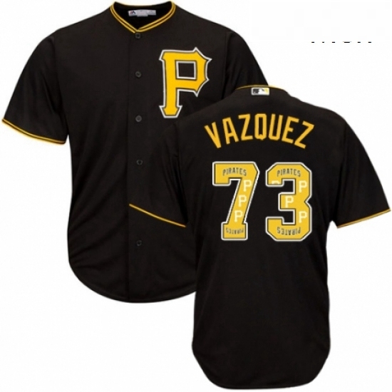 Mens Majestic Pittsburgh Pirates 73 Felipe Vazquez Authentic Black Team Logo Fashion Cool Base MLB Jersey Mens Majestic Pittsburgh Pirates 73 Felipe Vazquez Authentic Black Team Logo Fashion Cool Base MLB Jersey