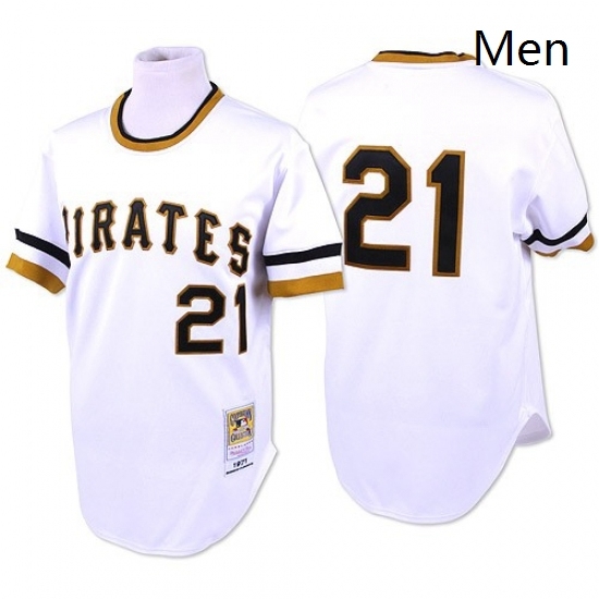 Mens Mitchell and Ness Pittsburgh Pirates 21 Roberto Clemente Authentic White Throwback MLB Jersey Mens Mitchell and Ness Pittsburgh Pirates 21 Roberto Clemente Authentic White Throwback MLB Jersey