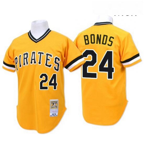Mens Mitchell and Ness Pittsburgh Pirates 24 Barry Bonds Replica Gold Throwback MLB Jersey Mens Mitchell and Ness Pittsburgh Pirates 24 Barry Bonds Replica Gold Throwback MLB Jersey