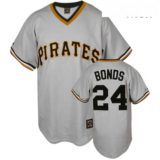 Mens Mitchell and Ness Pittsburgh Pirates 24 Barry Bonds Replica Grey Throwback MLB Jersey Mens Mitchell and Ness Pittsburgh Pirates 24 Barry Bonds Replica Grey Throwback MLB Jersey