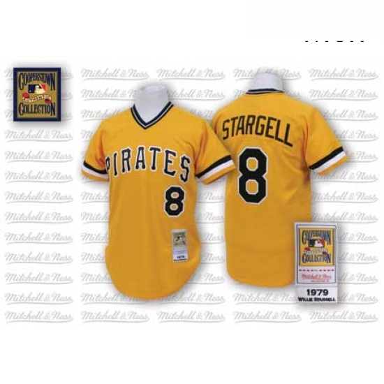 Mens Mitchell and Ness Pittsburgh Pirates 8 Willie Stargell Replica Gold Throwback MLB Jersey Mens Mitchell and Ness Pittsburgh Pirates 8 Willie Stargell Replica Gold Throwback MLB Jersey