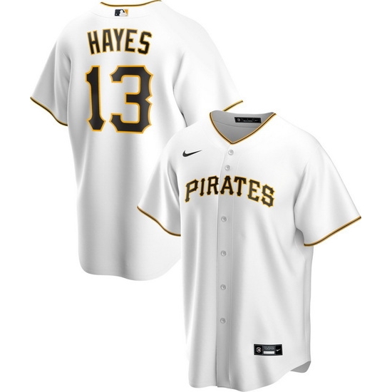 Men's Nike Pittsburgh Pirates #13 KeBryan Hayes White Stitched Baseball Jersey Men's Nike Pittsburgh Pirates #13 KeBryan Hayes White Stitched Baseball Jersey